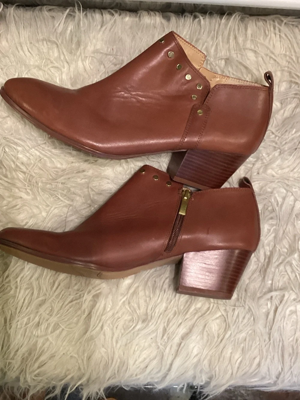 Franco Sarto Brown Leather Ankle Booties